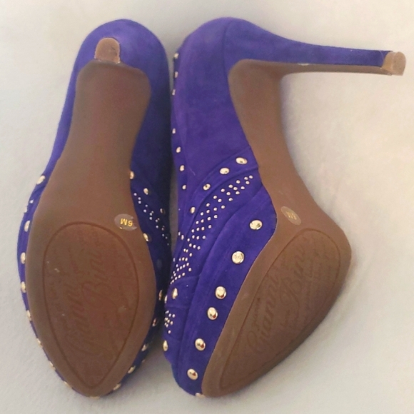 Gianni Bini Purple Gold Studed Heels Gold Brass Studs - Picture 7 of 7